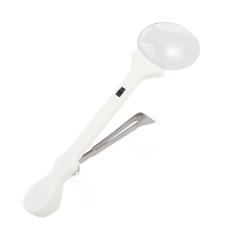 Rongon 5X Handheld Magnifying Glass Portable Magnifying Tweezers Lighted Magnifier with 2 LED Lights and Precision Tweezers Loupe for Inspection Hobbyists Jewelry Ingrown Hair Removal - Image 1